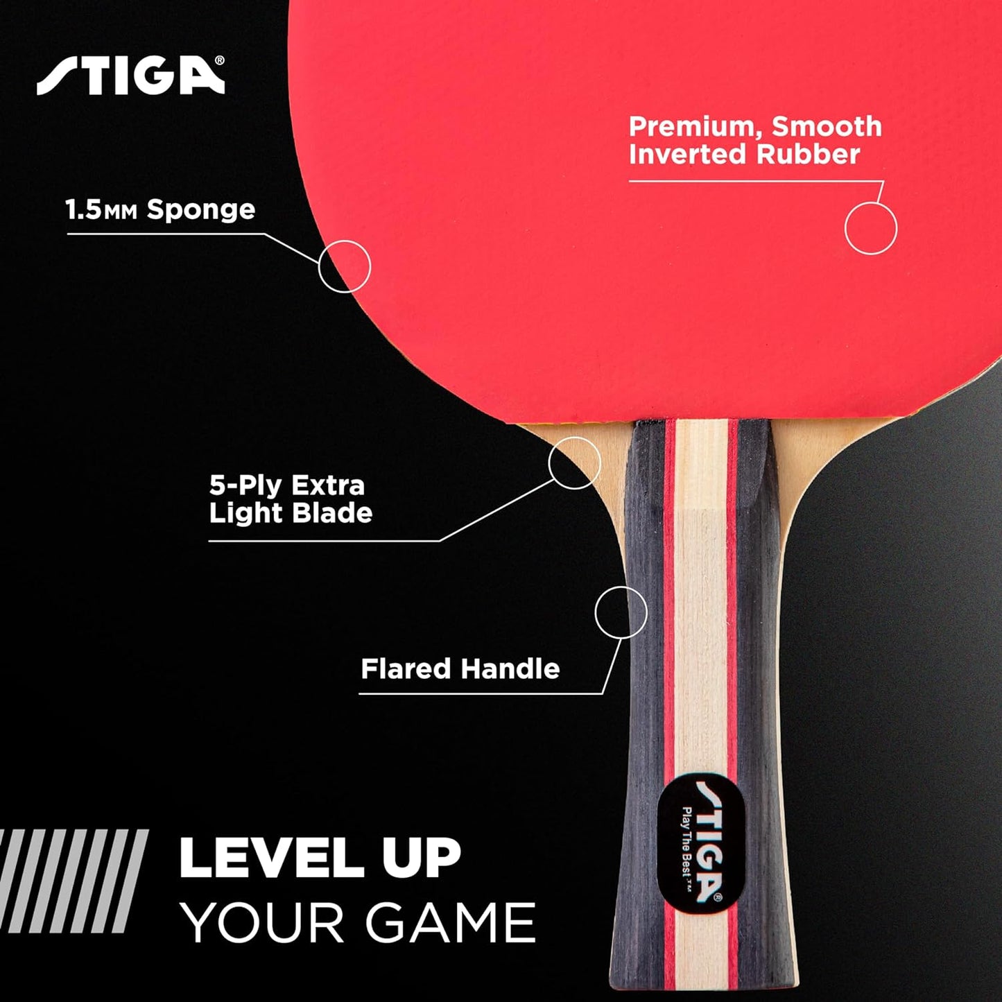 Professional Table Tennis Set for 2 or 4 Players – USATT Approved Rackets and 3-Star Balls – 5-Ply Blade with Flared Handle – Ideal for Skill Development