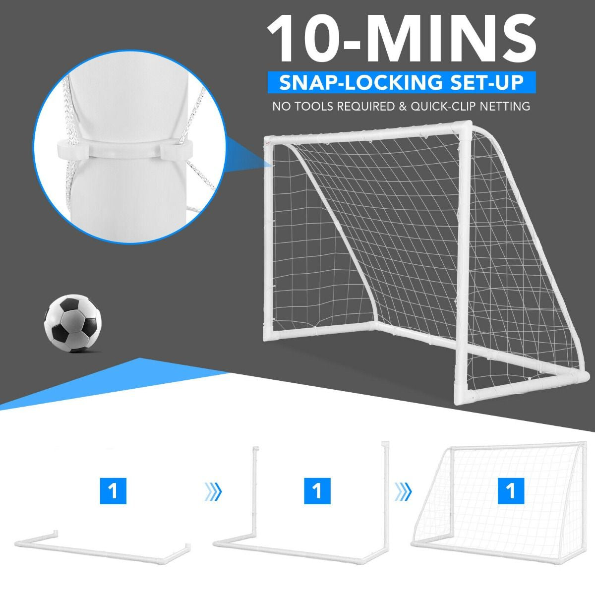 Portable Soccer Goal Featuring Durable PVC Frame and High-Strength Netting