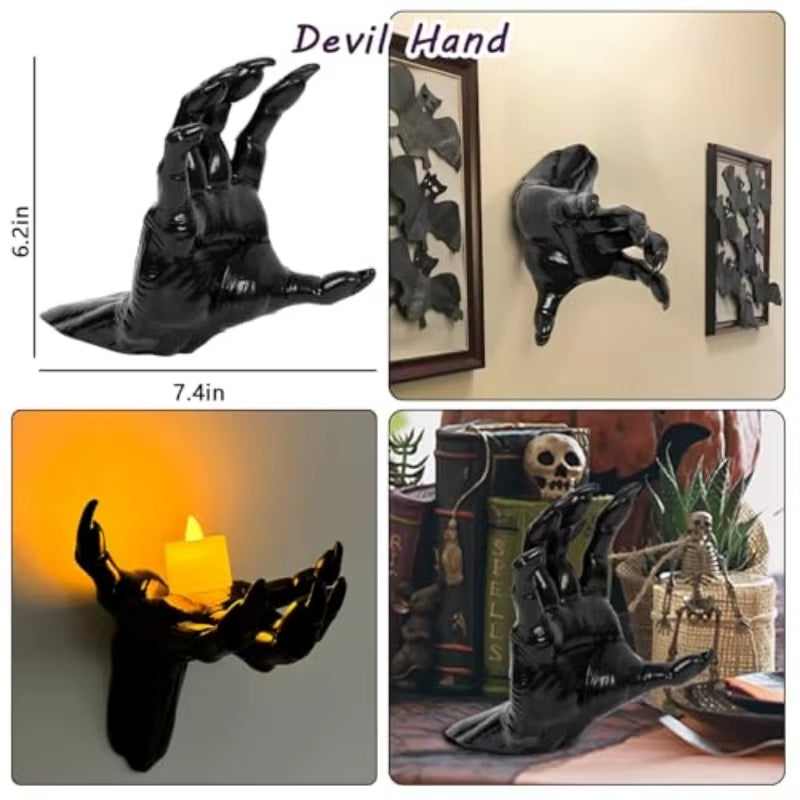 Life-Size Gothic Wall-Mounted Hands for Candle Display Decor on Halloween