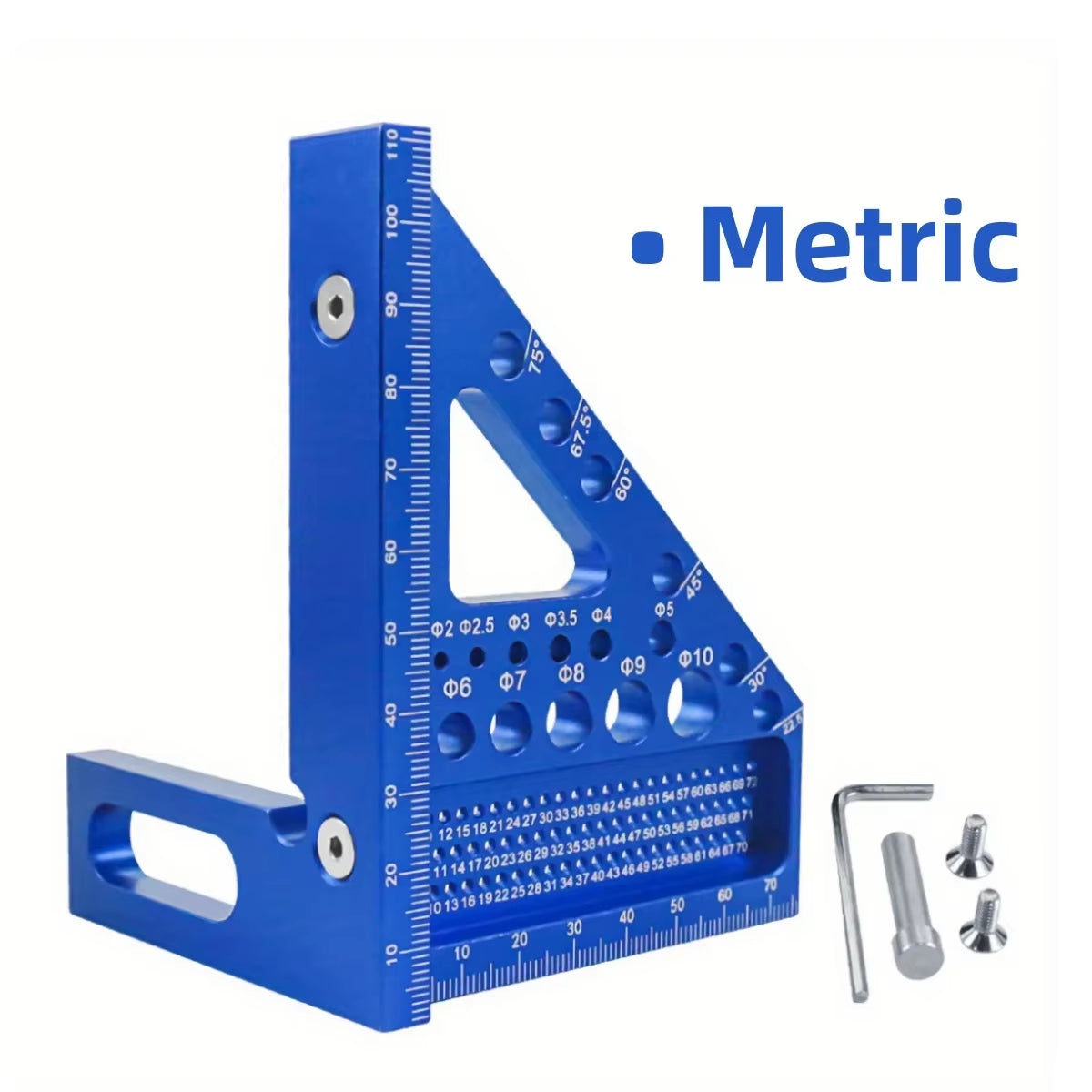 3D Multi-Angle Precision Measuring Ruler with Aluminum Alloy Square Protractor for Metric and Imperial Measurements