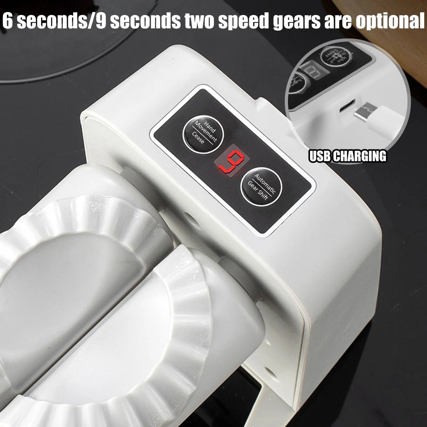 Rechargeable Electric Dumpling Maker with Filling Spoon and Brush - 1200mAh Dual Mode Efficiency