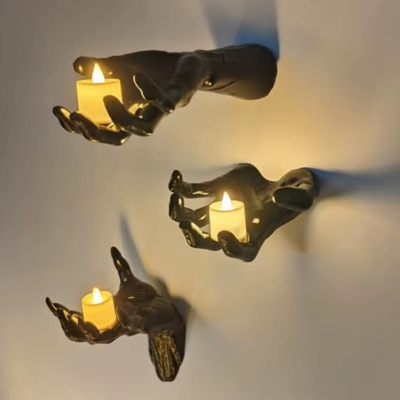 Life-Size Gothic Wall-Mounted Hands for Candle Display Decor on Halloween