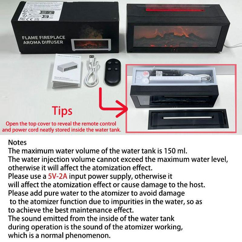 HEEYCEM USB-Powered Simulated Fireplace Flame Humidifier with Night Light, Timer, and Auto Shut-Off for Home and Office Use