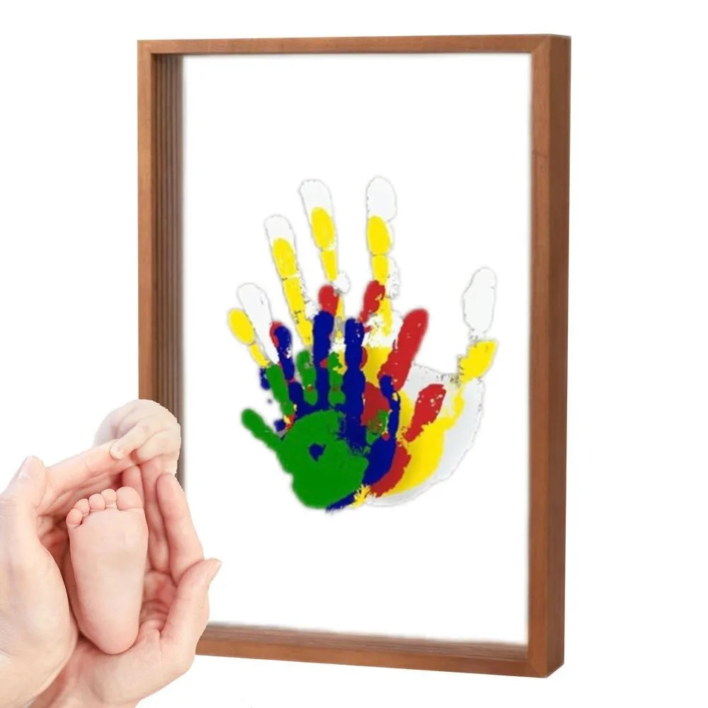 Handprint and Footprint Photo Frame Kit - DIY Wooden Keepsake for Treasured Family, Baby, and Pet Memories