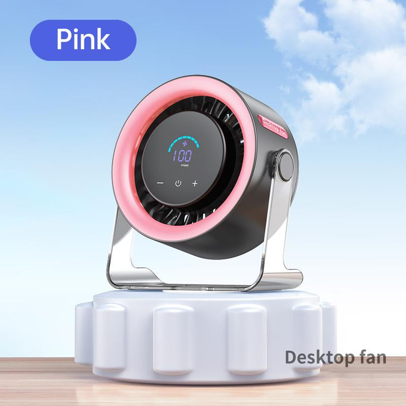 Coolhill Turbo Desktop Fan with 100-Speed Digital Display, Quiet Operation, Rechargeable Battery, and Dual Adjustment Modes for Office Environments