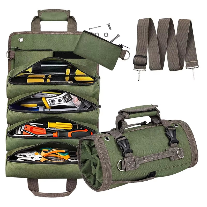 Professional Heavy-Duty Tool Bag Organizer with Removable Pouches and Six Tool Pockets