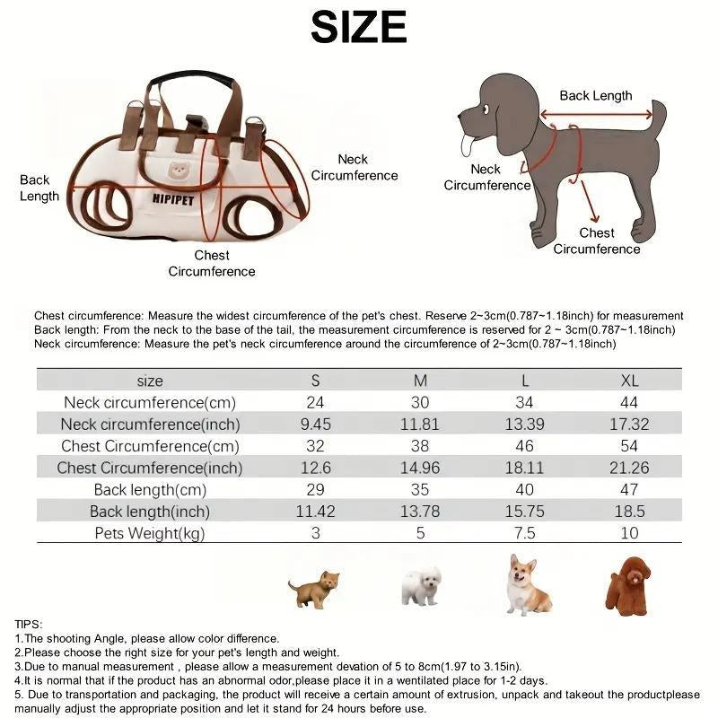 HIPIPET Portable Dog and Cat Backpack Carrier - Soft, Breathable Pet Bag with Adjustable Straps, Built-in Leash, and Storage for Treats and Essentials - Ideal for Travel, Outdoor Activities, and Public Transport