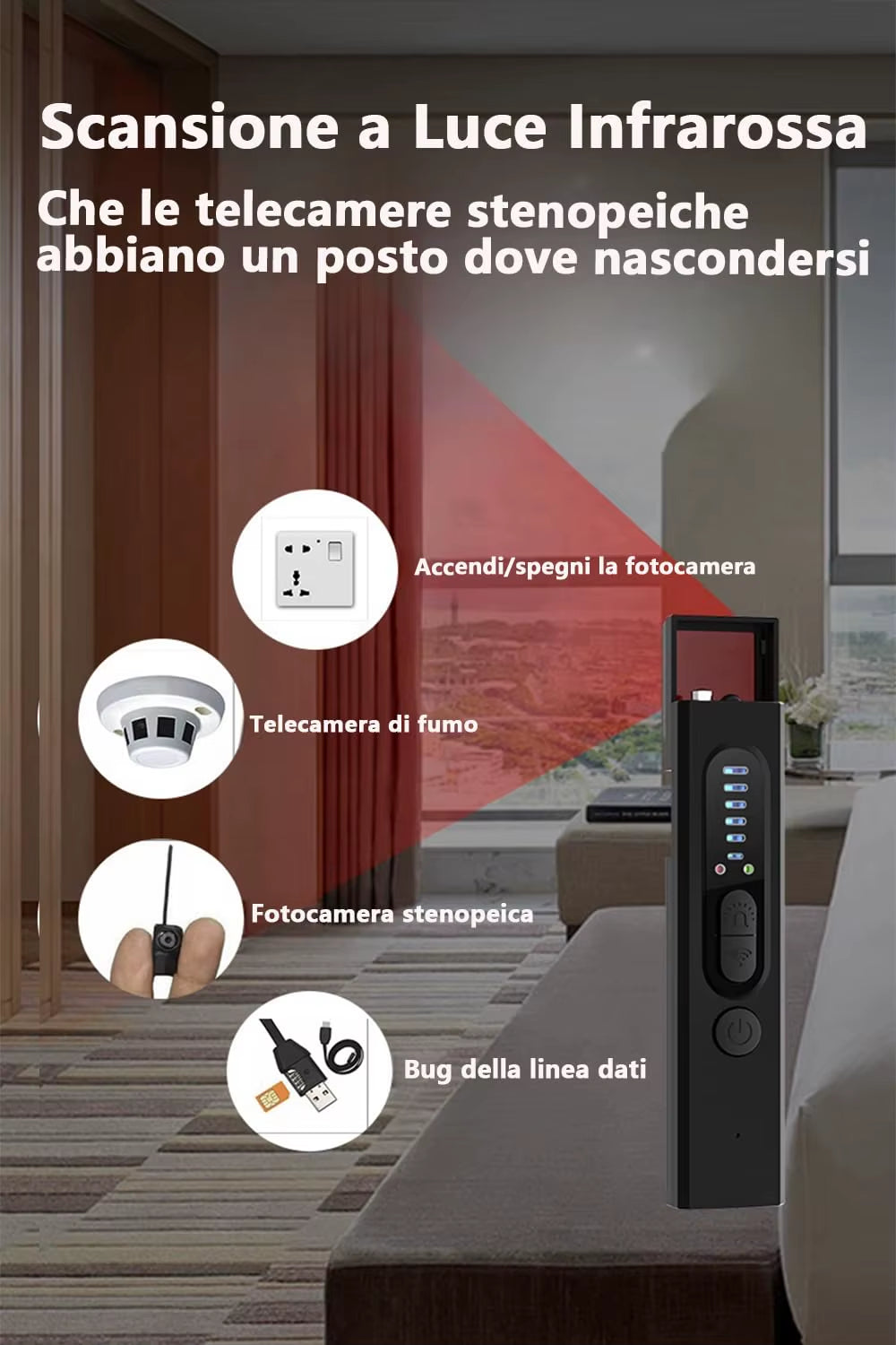 Advanced Covert Surveillance Camera and Wireless Signal Detector with Frequency Jamming Capability for Professional Environments