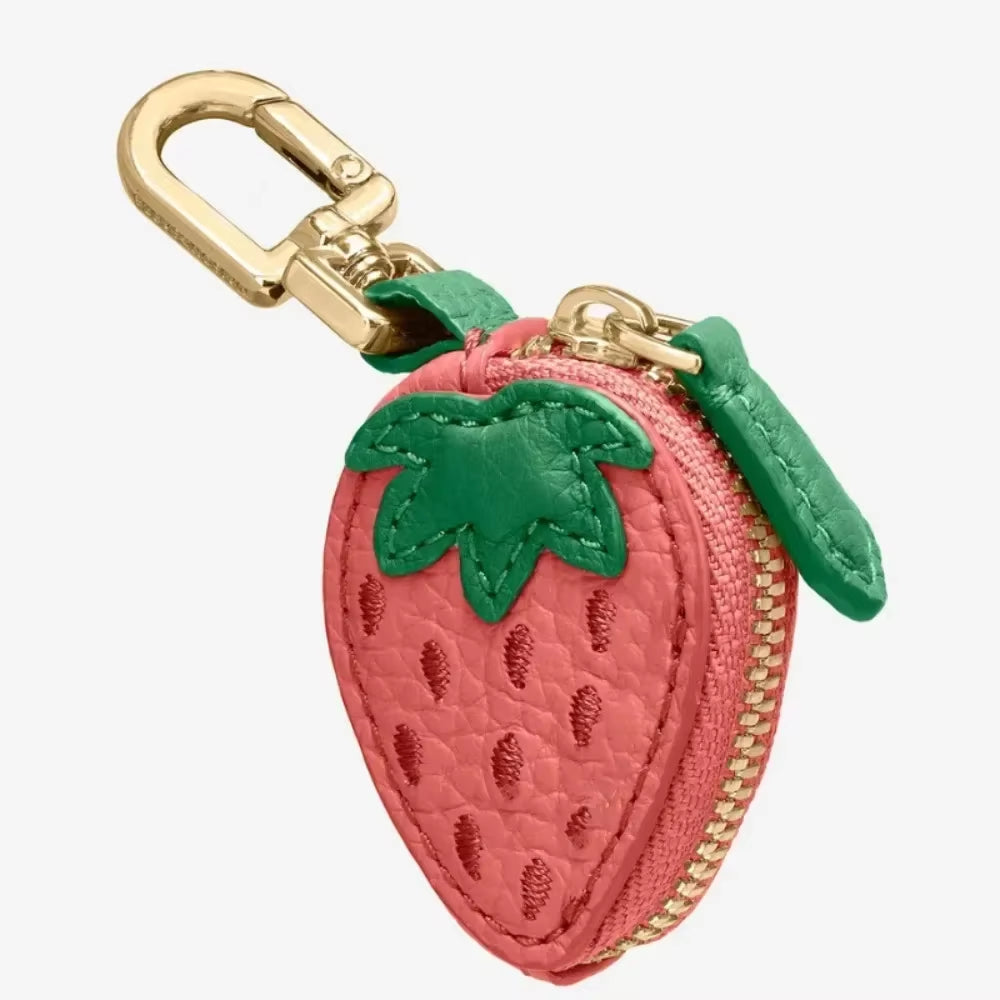 Mini Cherry-Shaped PU Leather Coin Purse - Adorable Strawberry Design Keychain and Earphone Storage Bag, Korean Style