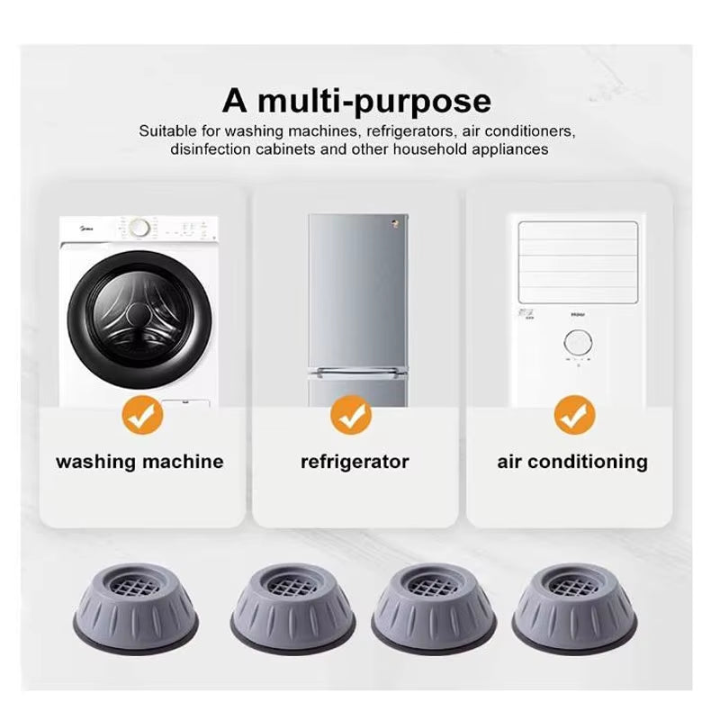 Professional Anti-Vibration Pads for Washing Machines - Set of 4 Shock Absorbing and Noise-Reducing Support Mats to Reduce Movement