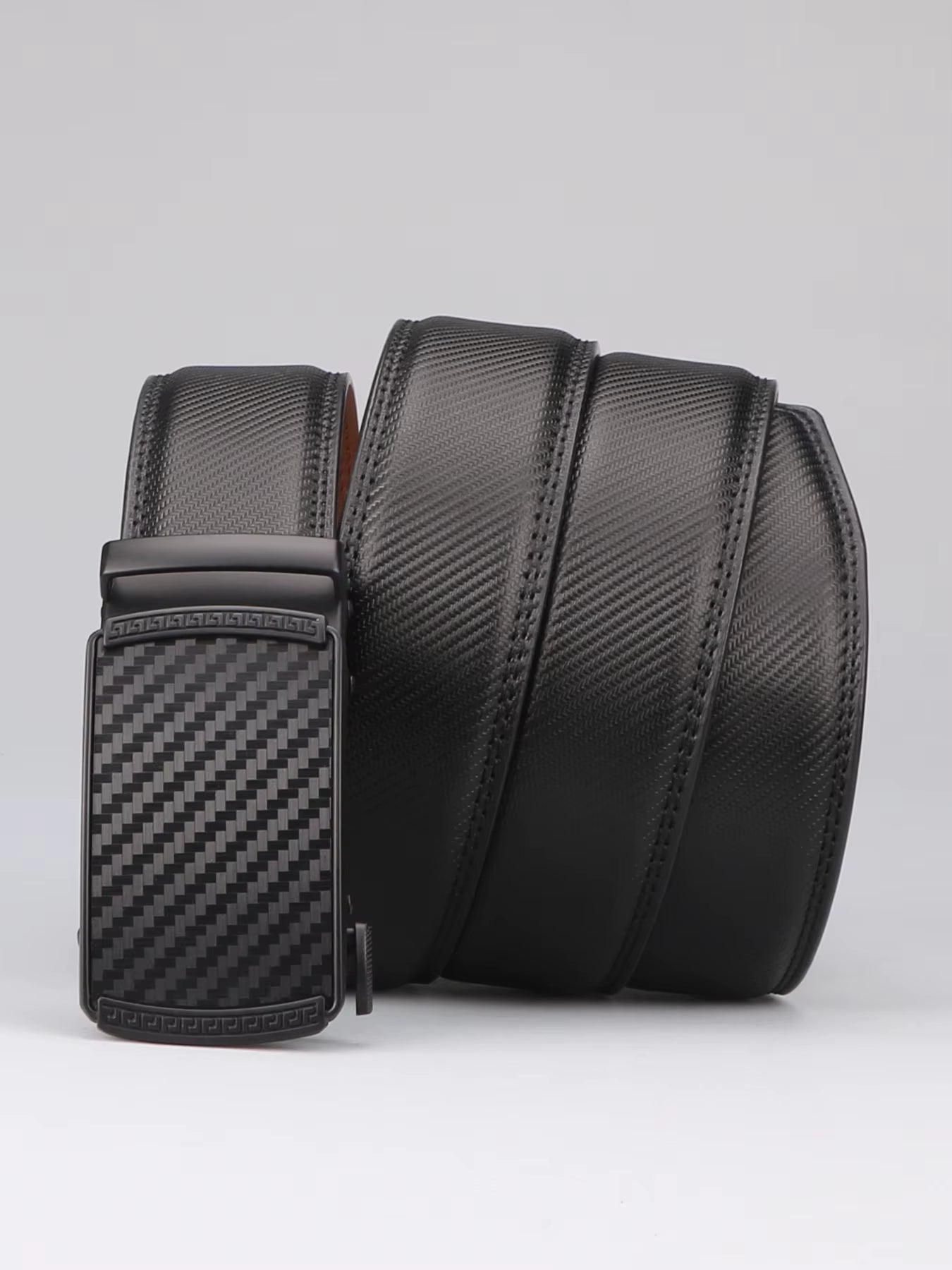Genuine Leather Men's Adjustable Ratchet Dress Belts with Automatic Alloy Buckle - Elegant Business Style - Ideal Father's Day Gift