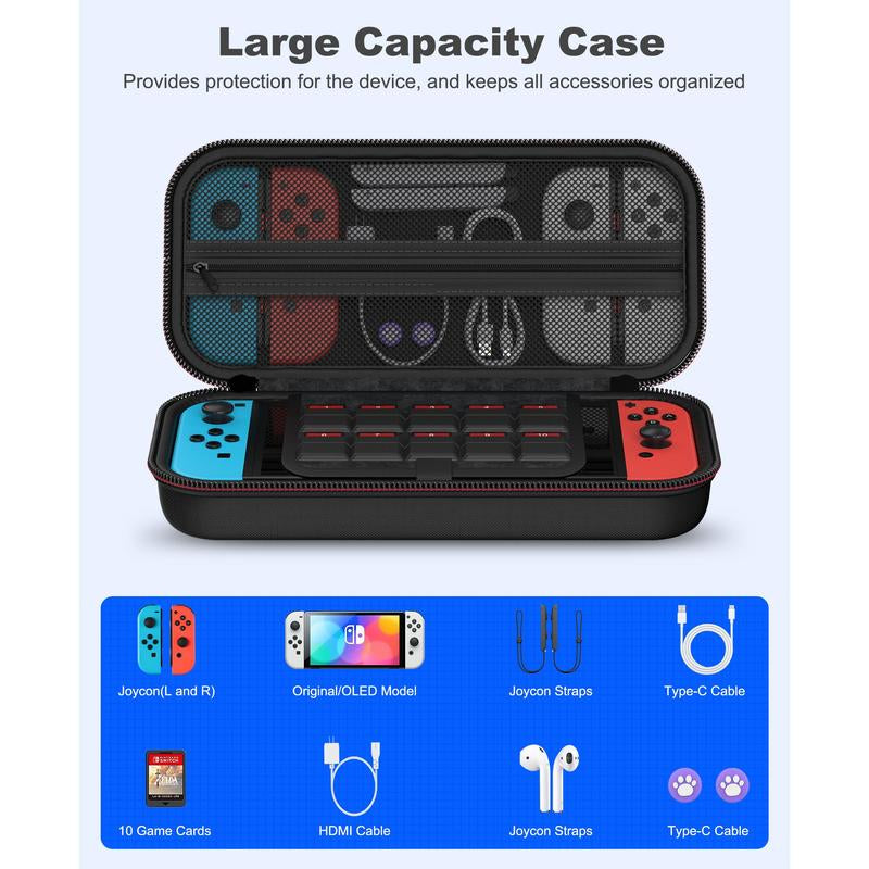ESYWEN Hard Shell Carrying Case for Nintendo Switch 2 (2025) and Switch/Switch OLED - Protective Case for Accessories and Games