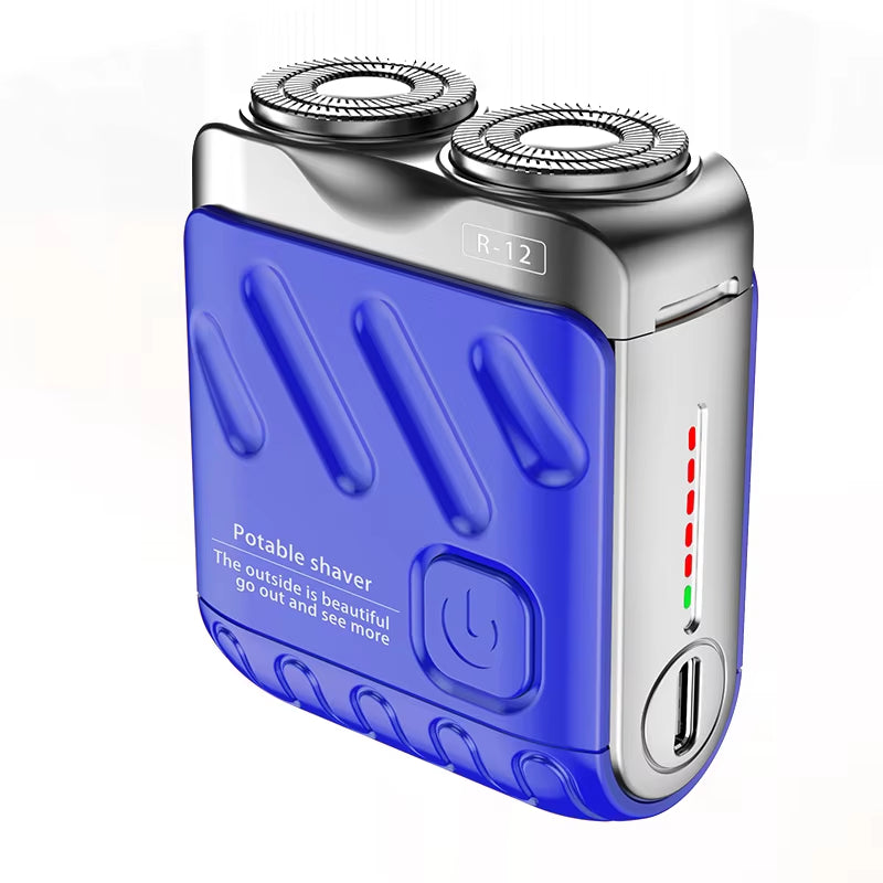 Rechargeable Dual Head Waterproof Rotary Shaver for Men's Hair and Beard Trimming - Mini Type-C Travel Design