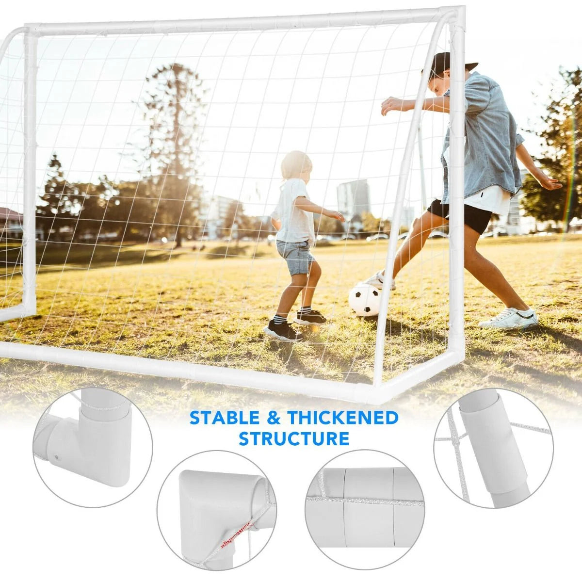 Portable Soccer Goal Featuring Durable PVC Frame and High-Strength Netting