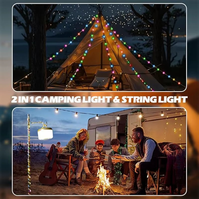 Premium Waterproof USB Rechargeable Outdoor Camping String Lights for Courtyards and Hiking