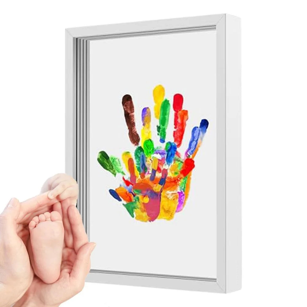 Handprint and Footprint Photo Frame Kit - DIY Wooden Keepsake for Treasured Family, Baby, and Pet Memories