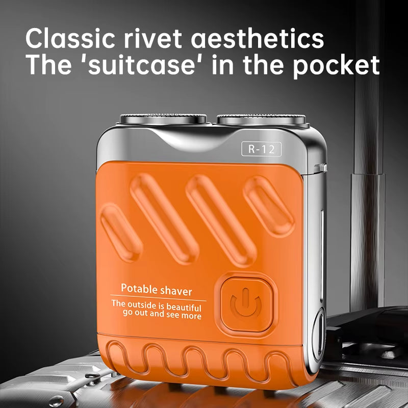 Rechargeable Dual Head Waterproof Rotary Shaver for Men's Hair and Beard Trimming - Mini Type-C Travel Design