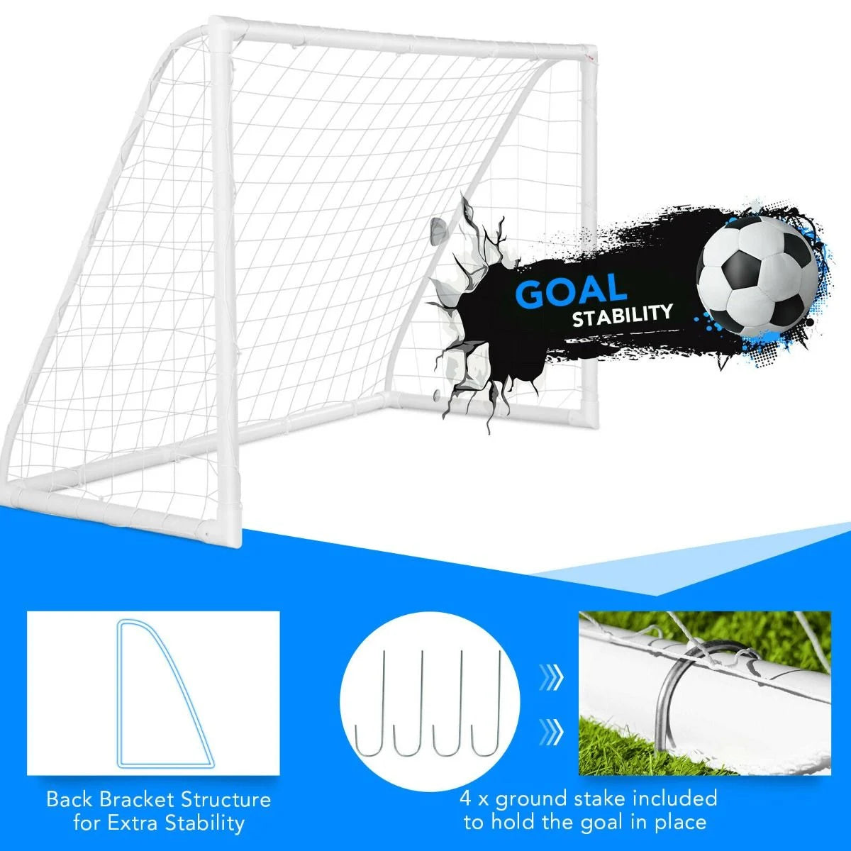 Portable Soccer Goal Featuring Durable PVC Frame and High-Strength Netting