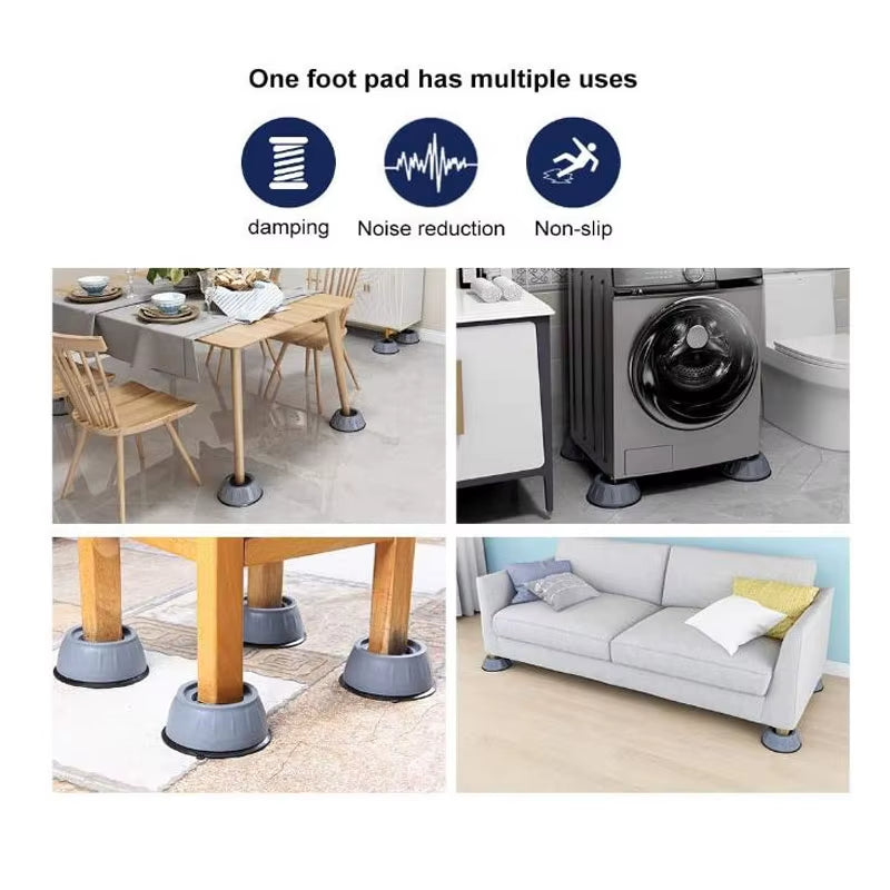 Professional Anti-Vibration Pads for Washing Machines - Set of 4 Shock Absorbing and Noise-Reducing Support Mats to Reduce Movement