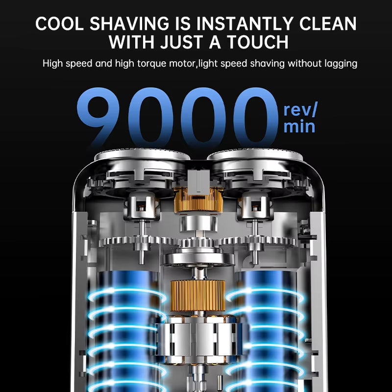 Rechargeable Dual Head Waterproof Rotary Shaver for Men's Hair and Beard Trimming - Mini Type-C Travel Design