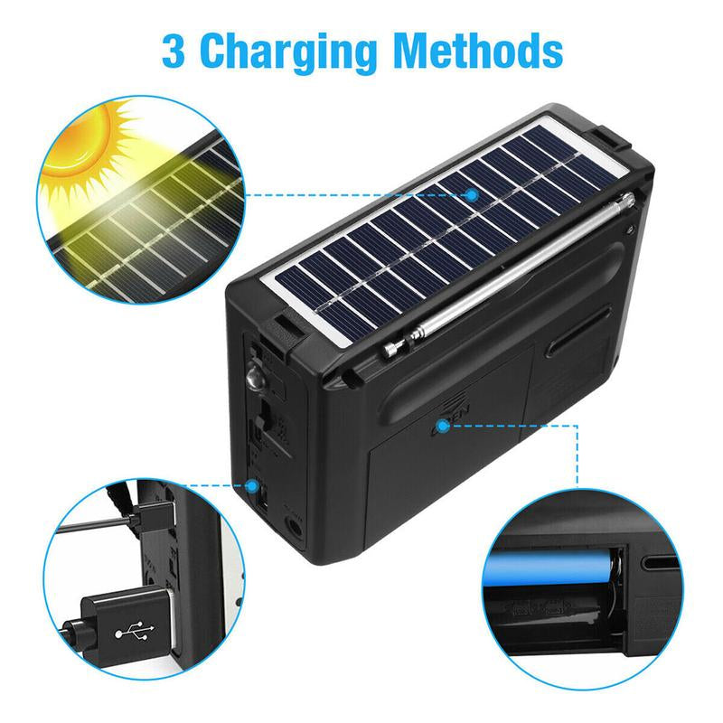 High-Quality Portable Solar Emergency Radio with MP3 Player, FM/AM & Shortwave Reception, Rechargeable and Ultra-Portable Design
