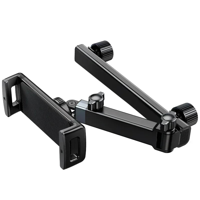 Adjustable Back Seat Tablet Holder Mount for Car Headrest - 360° Rotatable Phone Stand with Long Arm and Dual Hooks, Compatible with 4.7-12 Inch Devices