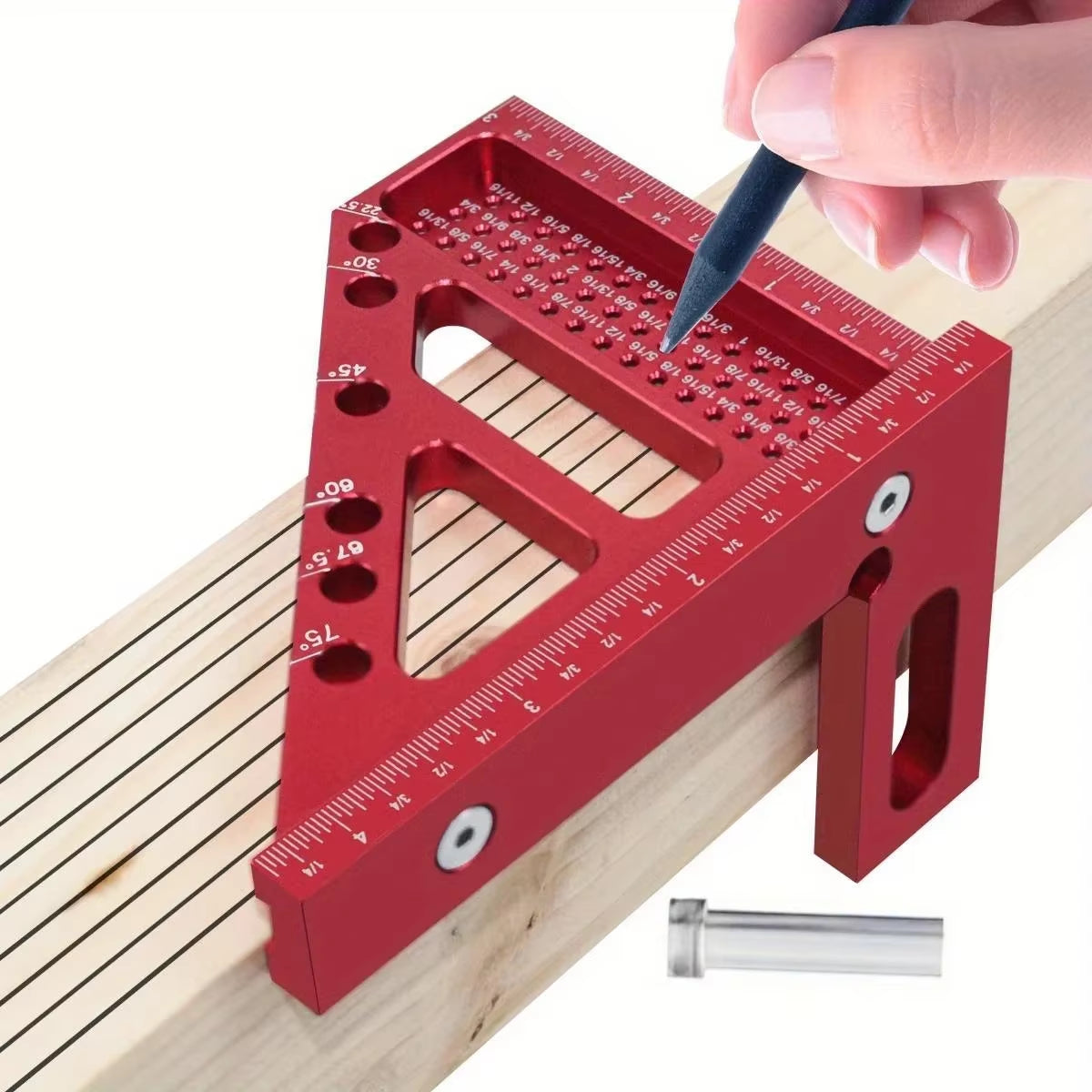3D Multi-Angle Precision Measuring Ruler with Aluminum Alloy Square Protractor for Metric and Imperial Measurements