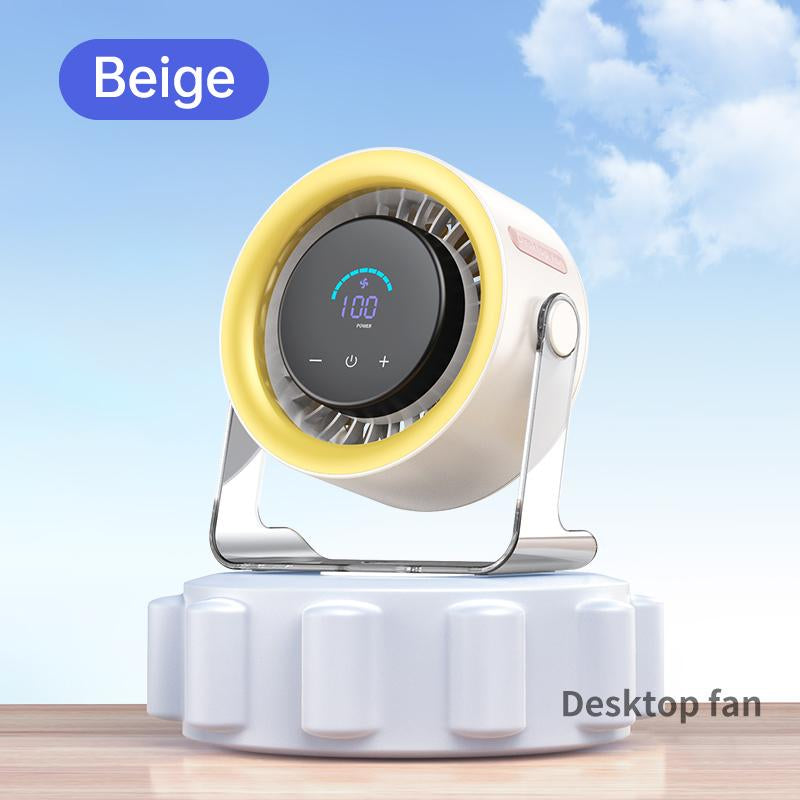 Coolhill Turbo Desktop Fan with 100-Speed Digital Display, Quiet Operation, Rechargeable Battery, and Dual Adjustment Modes for Office Environments