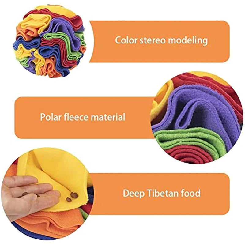 Interactive Dog Snuffle Ball Mat with Removable Pads - Sniffing Training Blanket and Puzzle Toy for Pets