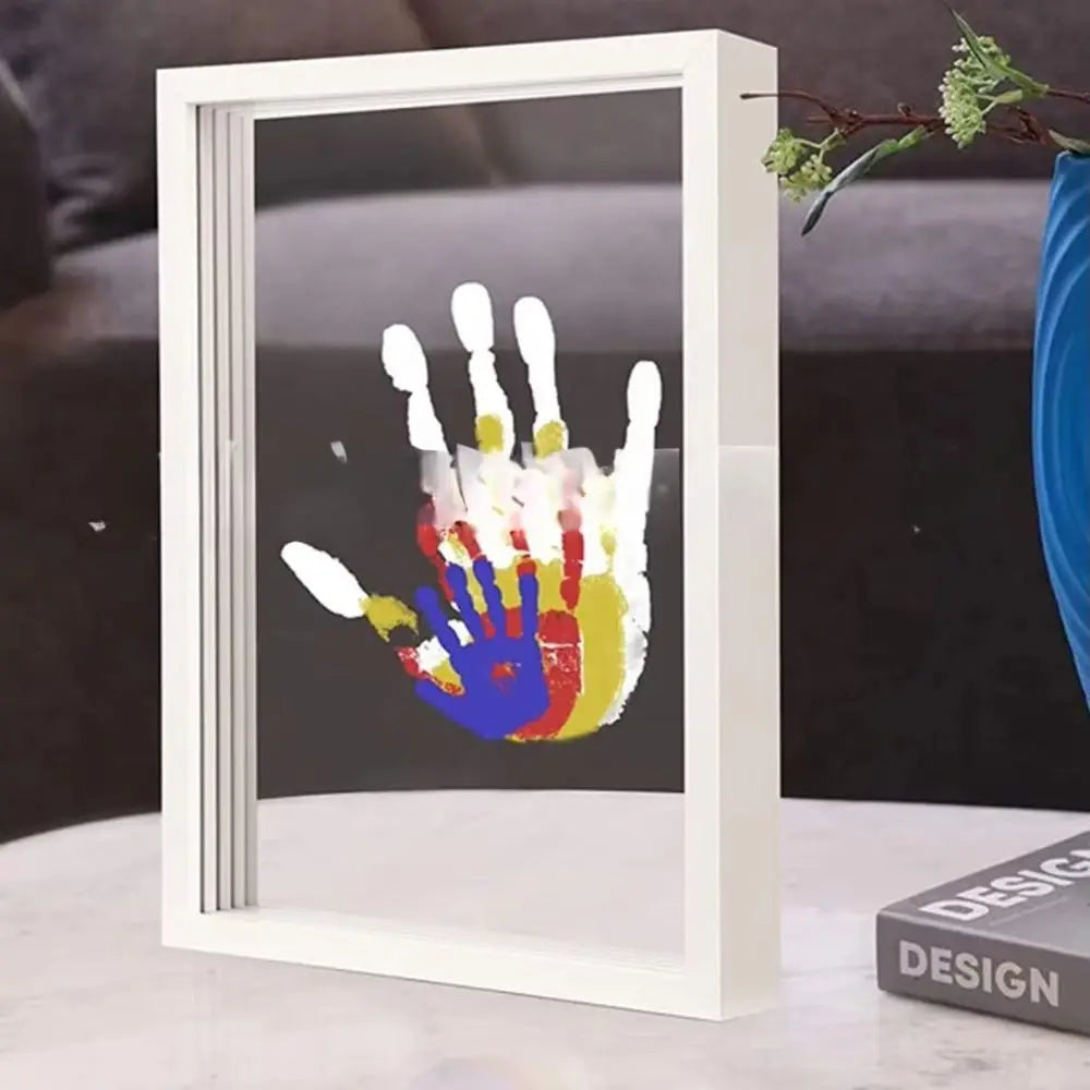Handprint and Footprint Photo Frame Kit - DIY Wooden Keepsake for Treasured Family, Baby, and Pet Memories