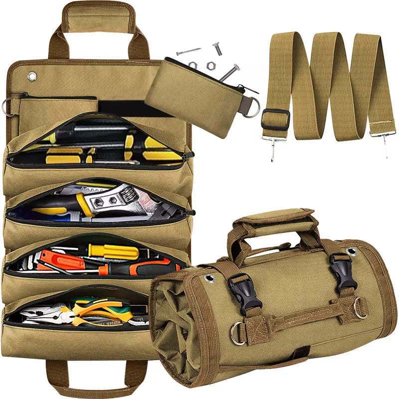 Professional Heavy-Duty Tool Bag Organizer with Removable Pouches and Six Tool Pockets