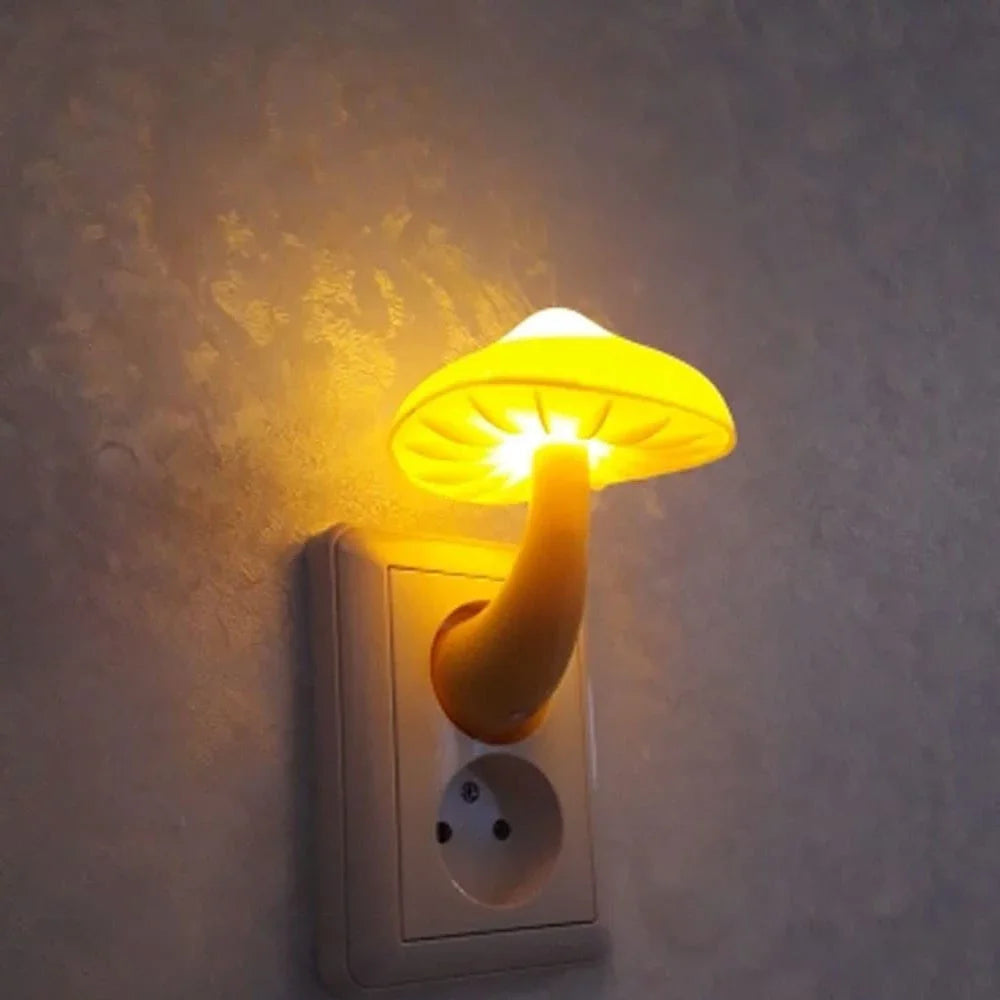 LED Night Light with Photocell Sensor - Stylish Mushroom Design for Bedrooms, Bathrooms, and Restrooms