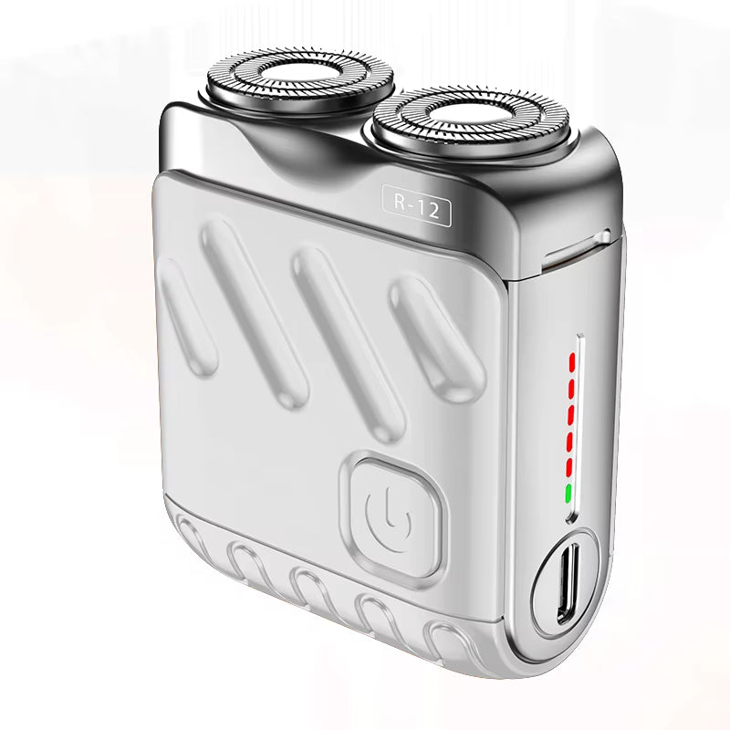Rechargeable Dual Head Waterproof Rotary Shaver for Men's Hair and Beard Trimming - Mini Type-C Travel Design