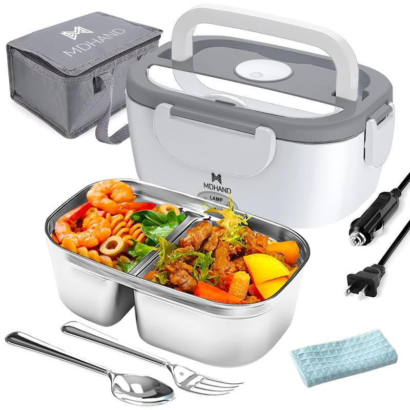 Electric Lunch Box Food Heater - 65W Fast Heating, Portable Self-Heating Food Warmer for Work, Car, and Outdoors - Available in Pink, White, and Grey with Lunch Bag