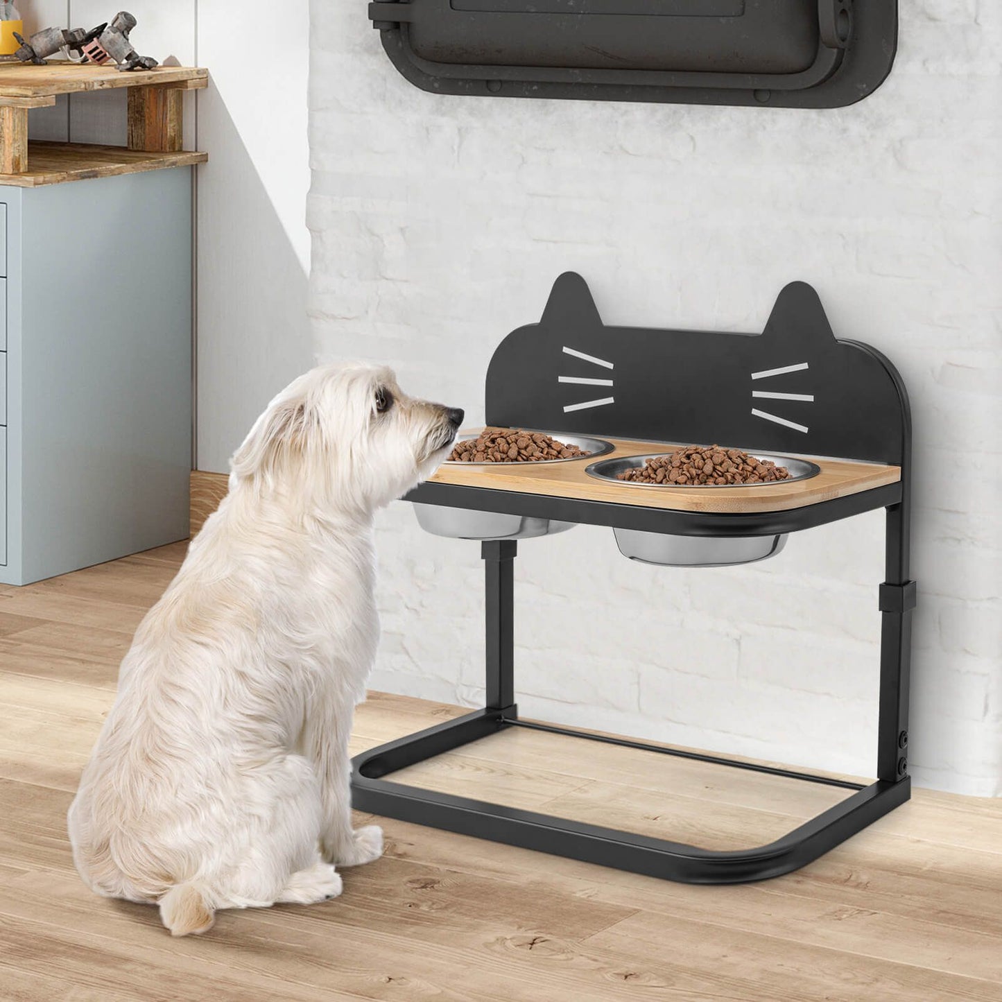 Elevated Cat Feeder with Dual Stainless Steel Bowls
