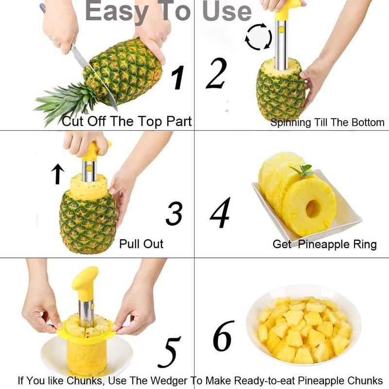 Stainless Steel Pineapple Peeler and Slicer - Efficiently Peel, Core, and Slice Fresh Pineapples
