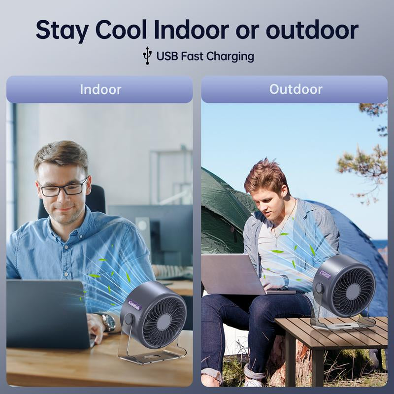 Coolhill Turbo Desktop Fan with 100-Speed Digital Display, Quiet Operation, Rechargeable Battery, and Dual Adjustment Modes for Office Environments