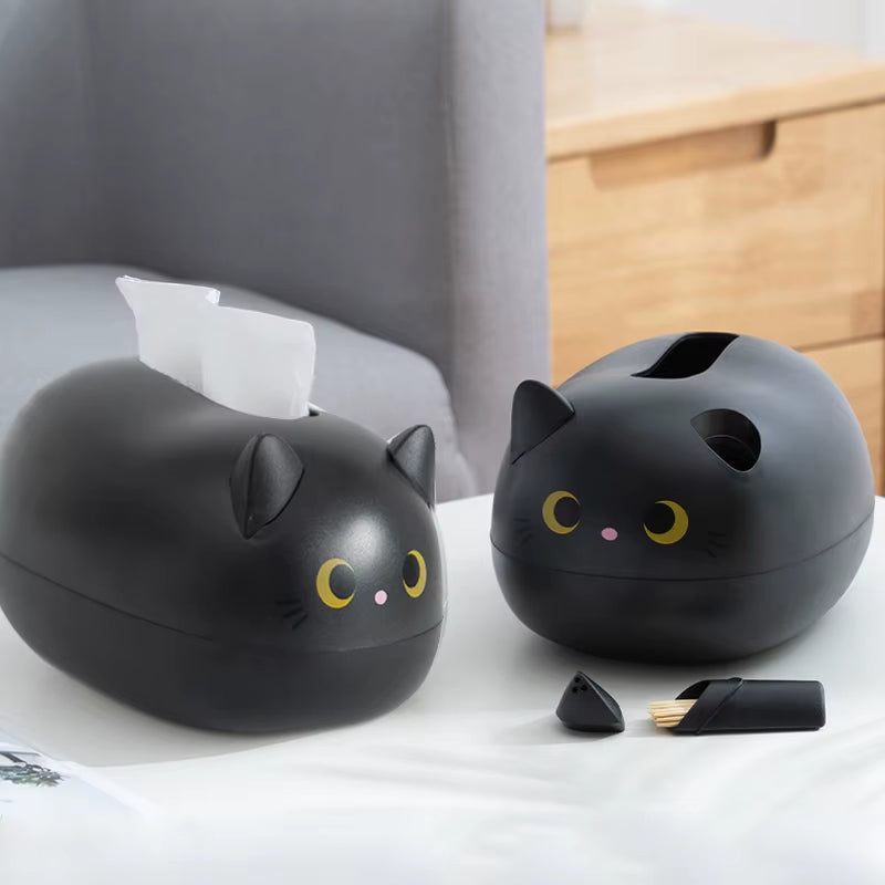 Nordic-Inspired Cat Tissue Box and Napkin Organizer for Home and Kitchen Decor