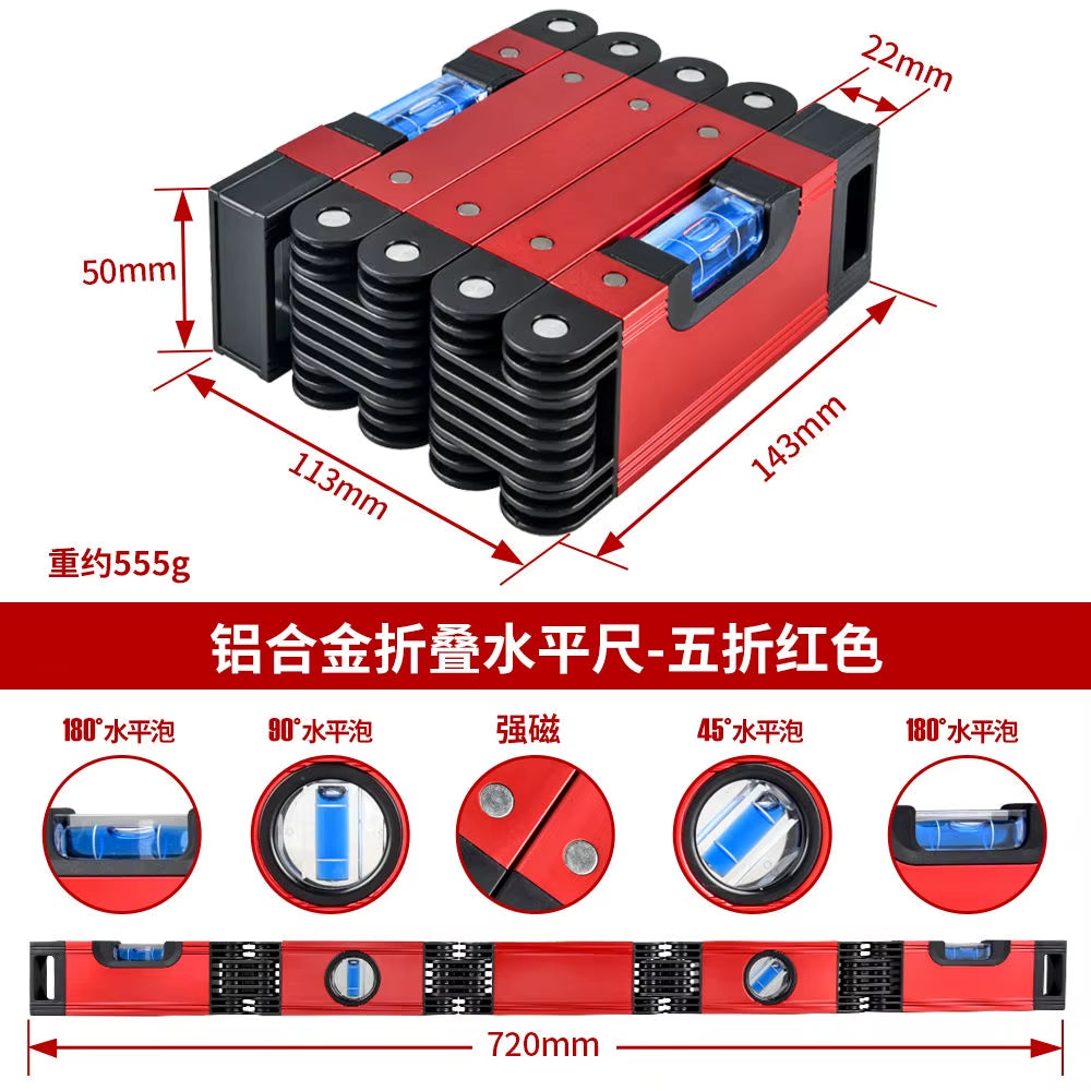 Folding Horizontal Angle Measurement Ruler with Magnetic Leveling and Durable Design, Portable Balancing Tool