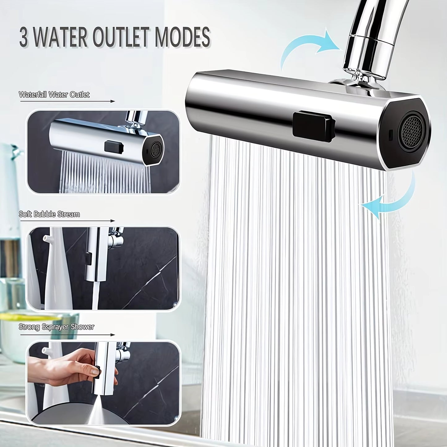 Large-Scale 3-in-1 360° Touch-Control Kitchen Faucet with Swivel Spout and Extender