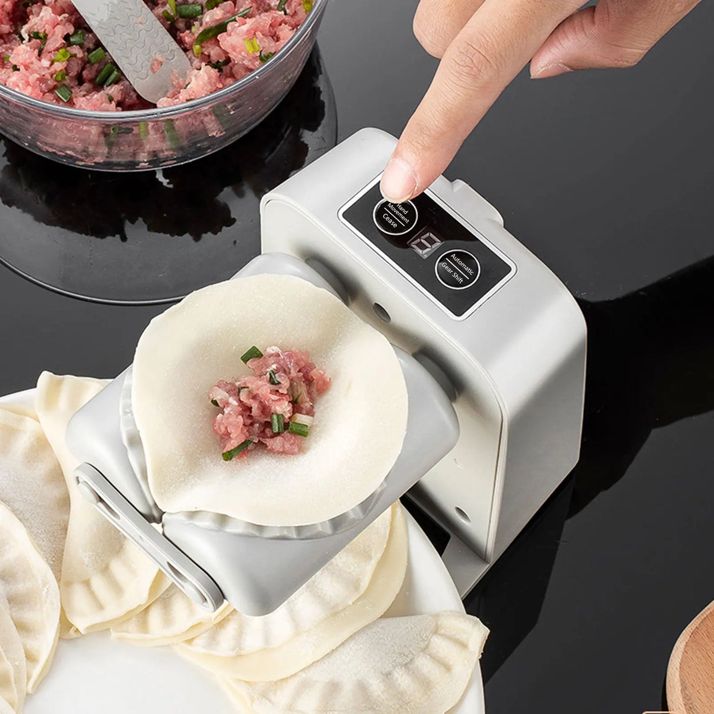 Rechargeable Electric Dumpling Maker with Filling Spoon and Brush - 1200mAh Dual Mode Efficiency