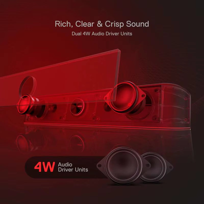 GS560 Adiemus RGB USB Desktop Soundbar - 2.0 Channel Computer Speaker with Dynamic Audio-Light Synchronization and Display