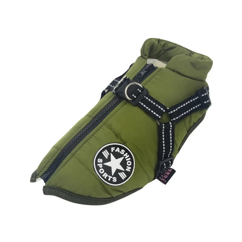 Premium Waterproof Dog Jacket with Built-in Harness - Winter Coat for Large and Small Breeds