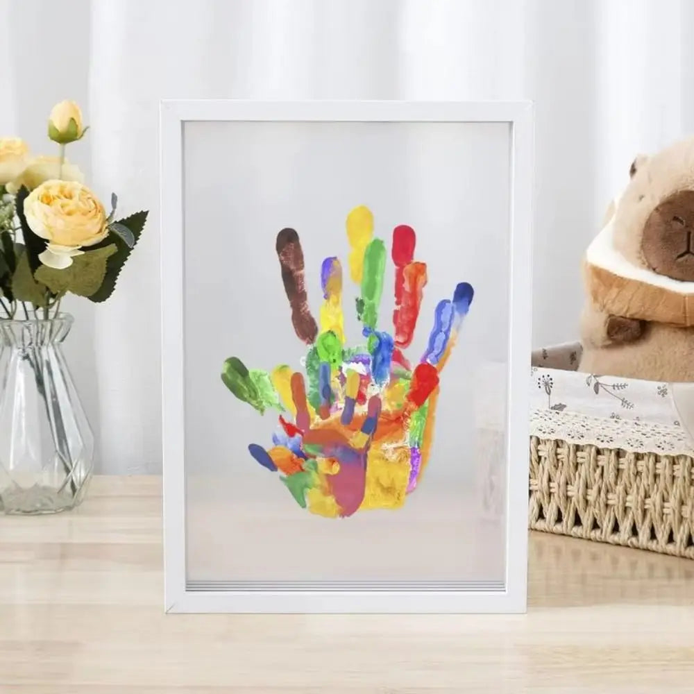 Handprint and Footprint Photo Frame Kit - DIY Wooden Keepsake for Treasured Family, Baby, and Pet Memories