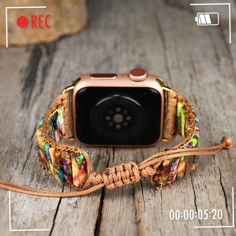 Chakra Stone Crystal Watch Band Straps for Apple Watch Series 1-10 and SE/Ultra (38/40/42/44/45mm)