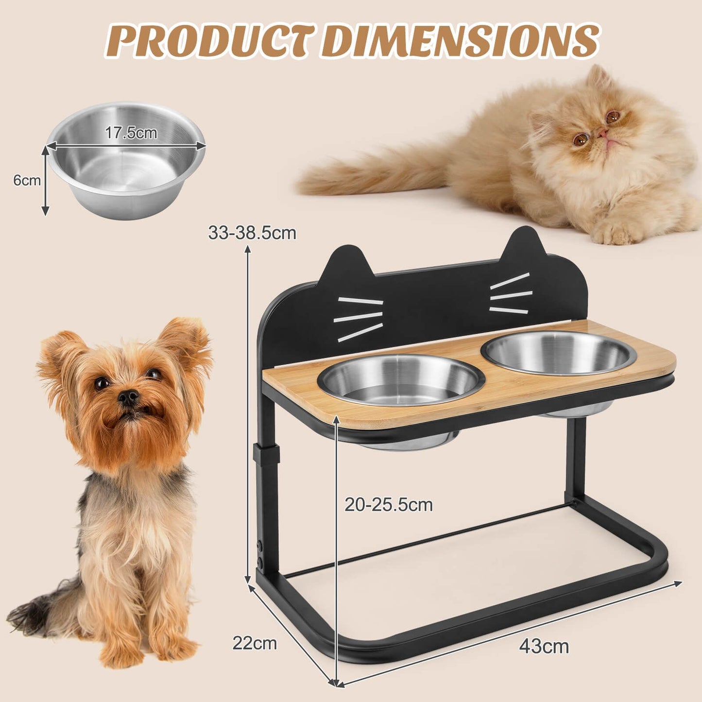 Elevated Cat Feeder with Dual Stainless Steel Bowls