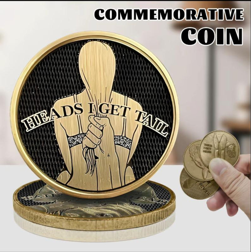 Set of 3 Heads and Tails Coins - Adult Humor Challenge Tokens - Unique Decision-Making Collectibles - Ideal Gift for Coin Enthusiasts