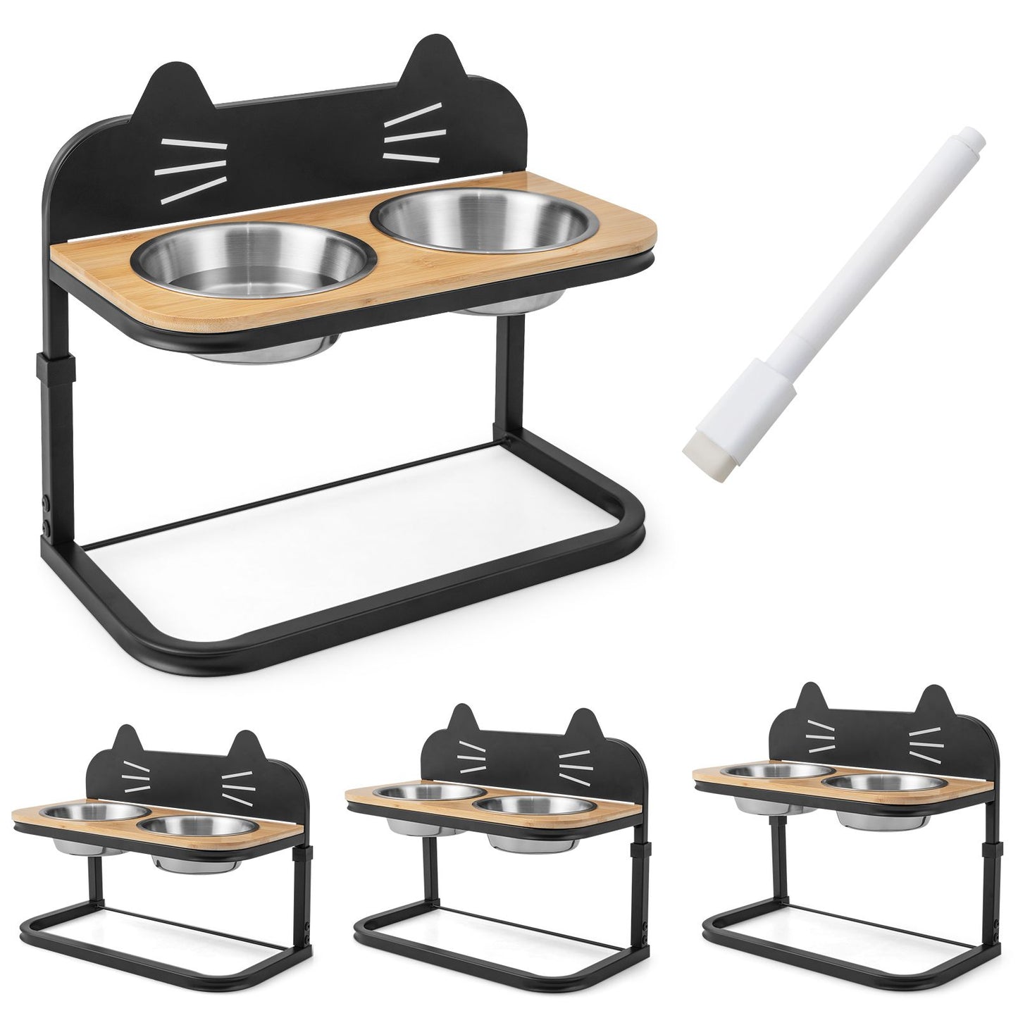Elevated Cat Feeder with Dual Stainless Steel Bowls