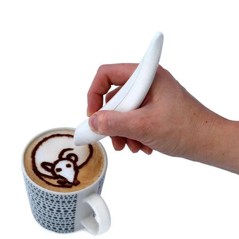 Electrical Latte Art Pen for Cake and Coffee Decoration - White Pastry Tool