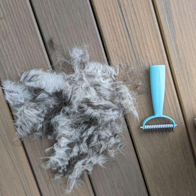 Uproot Clean Deshedder for Dogs, Cats, and Rabbits - Professional Grooming Tool with 9 & 17 Blades for Medium to Long Hair - Gentle Deshedding Brush for Comfortable Pet Care